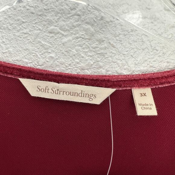 Soft Surroundings Velvet Alyssa Knit Top Women 3x Burgundy 3/4 Sleeve Modest - Picture 4 of 6